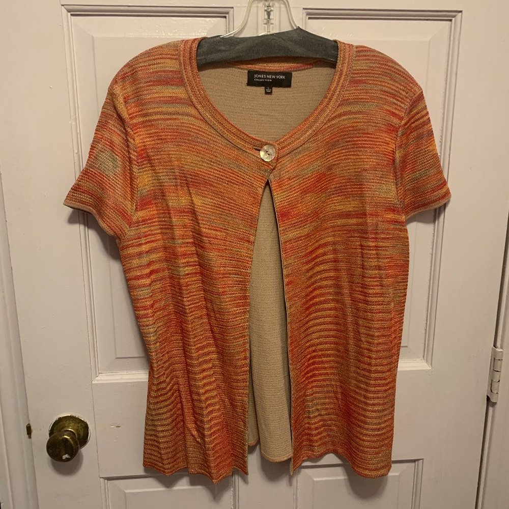 Jones New York Collection Sublimated open front cardigan -Multicolor-Large
